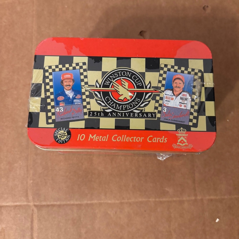 NASCAR Winston Cup 25th Anniversary 10 Metal Collector Cards Tin Set 1996